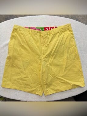 Lilly Pulitzer Bright Yellow Flat-Front Men's Mizner Shorts Size 38